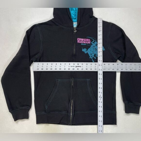 Cowgirl Hardware Rhinestones Full Zip Hoodie Women Medium Black Y2K - Picture 6 of 6